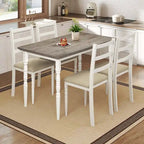 Ensemble Table à Manger de Ferme avec 4 Chaises Table à Manger Rectangulaire Style Colonne Romaine Cuisine
