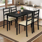 Ensemble Table à Manger de Ferme avec 4 Chaises Table à Manger Rectangulaire Style Colonne Romaine Cuisine