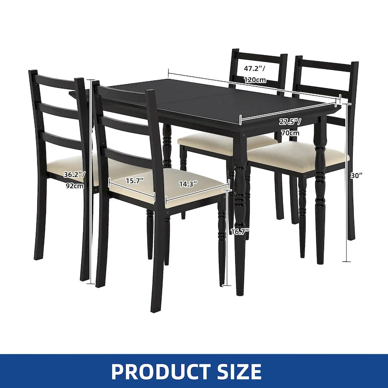 Ensemble Table à Manger de Ferme avec 4 Chaises Table à Manger Rectangulaire Style Colonne Romaine Cuisine