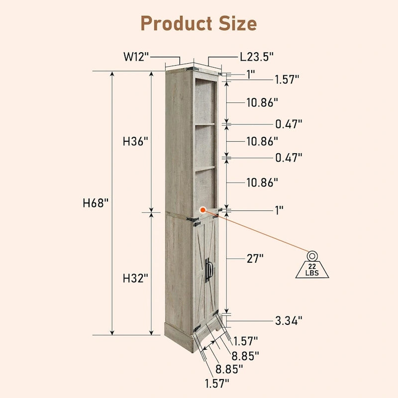 Meuble d'angle de ferme, Meuble d'angle de 68 po de haut, Meuble d'angle