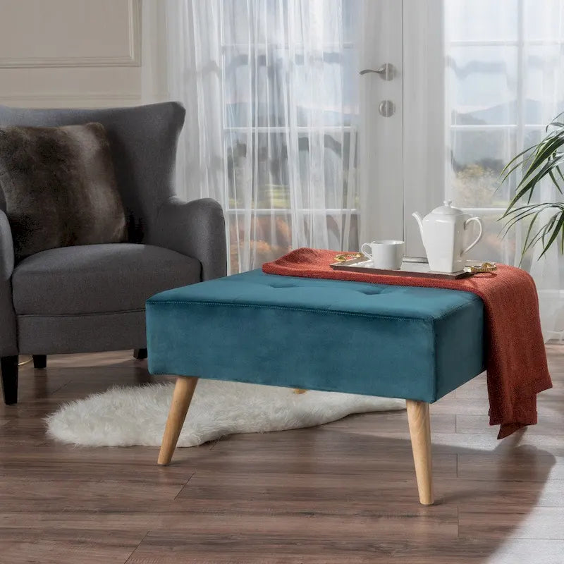 Omry Mid-Century Velvet Ottoman by Christopher Knight Home