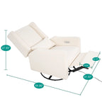 Fauteuil inclinable de luxe motorisé avec fonction pivotante et planeur, fauteuil inclinable de salon rembourré avec support lombaire