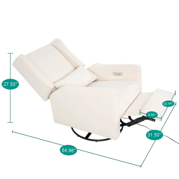Fauteuil inclinable de luxe motorisé avec fonction pivotante et planeur, fauteuil inclinable de salon rembourré avec support lombaire