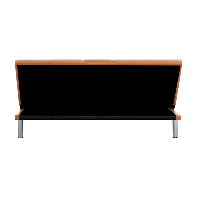 Canapé convertible avec accoudoirs et porte-gobelets, en similicuir, pliant et inclinable, petit canapé