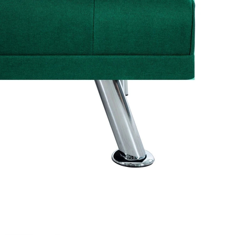 Canapé convertible avec accoudoirs et porte-gobelets, en similicuir, pliant et inclinable, petit canapé