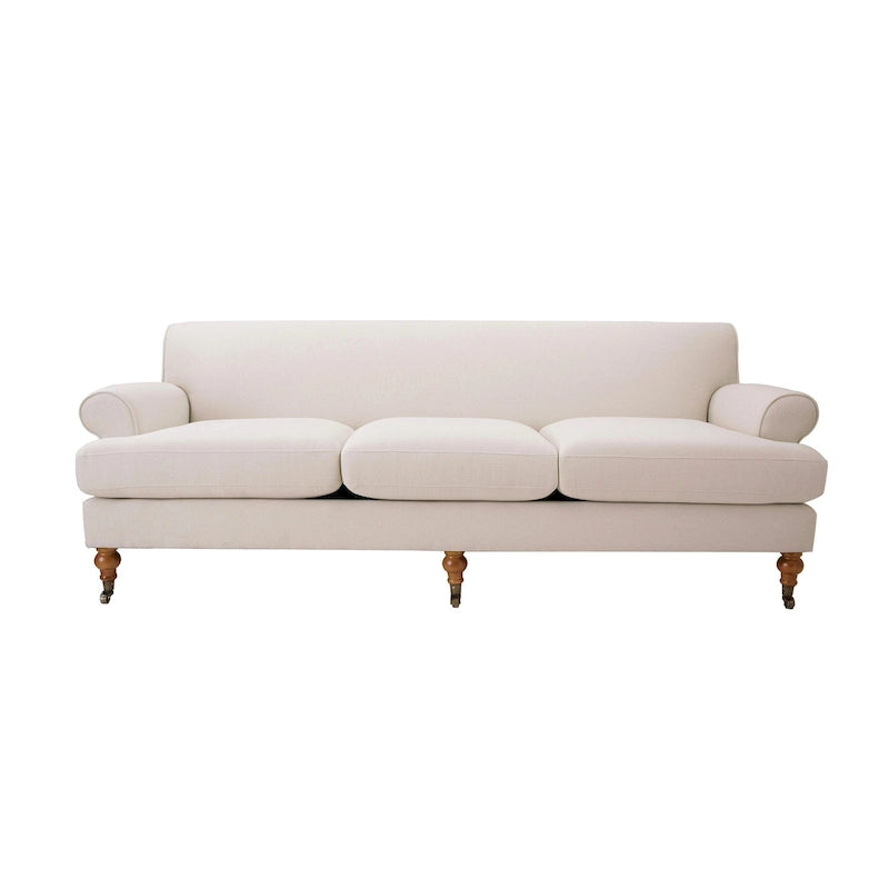 Canapé de salon de 88 pouces, trois coussins avec accoudoirs roulés et dossier serré, assemblage minimal requis