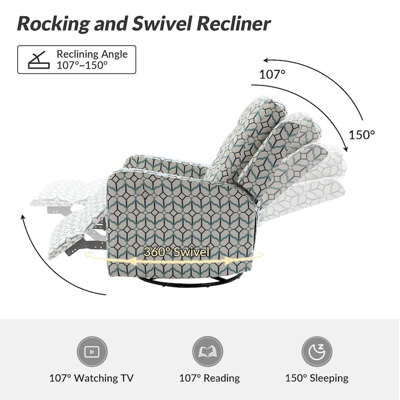 Fauteuil inclinable pivotant manuel avec dossier capitonné – Lot de 2