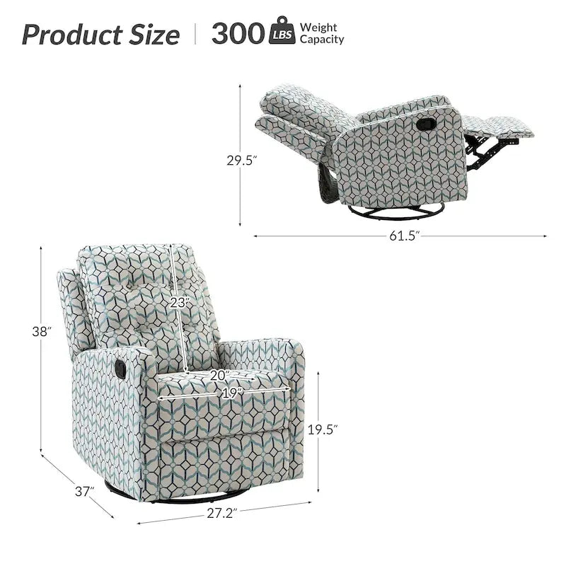 Fauteuil inclinable pivotant manuel avec dossier capitonné – Lot de 2