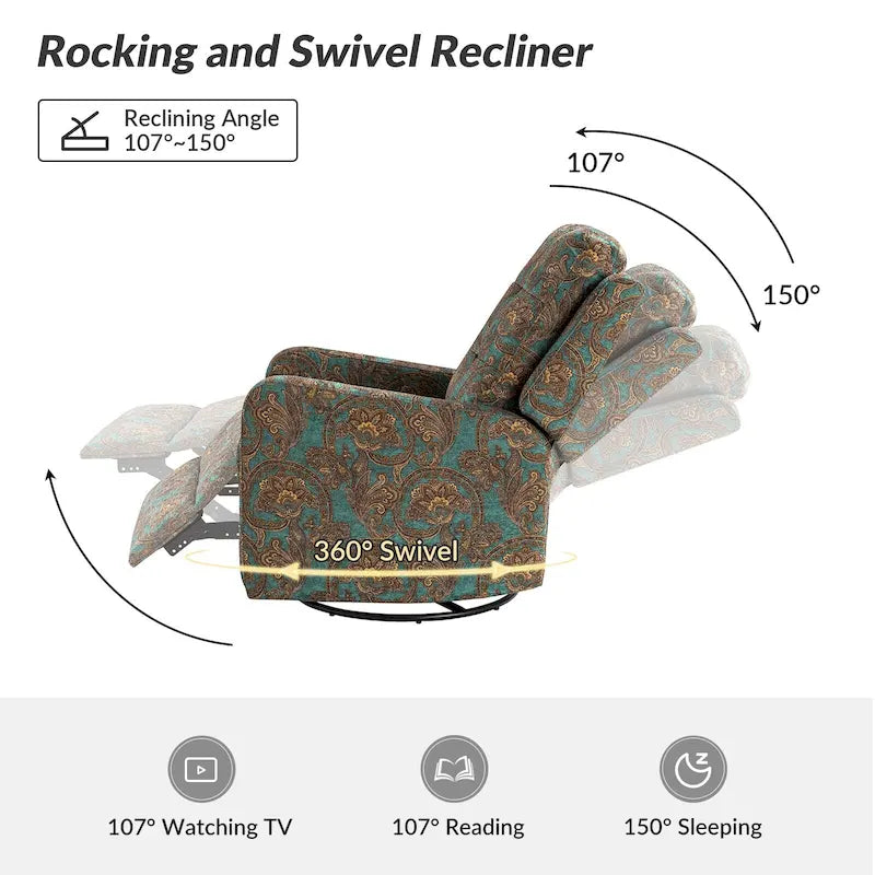 Fauteuil inclinable pivotant manuel avec dossier capitonné – Lot de 2