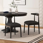 Chaises de salle à manger en tissu et en bois d'hévéa (lot de 2)