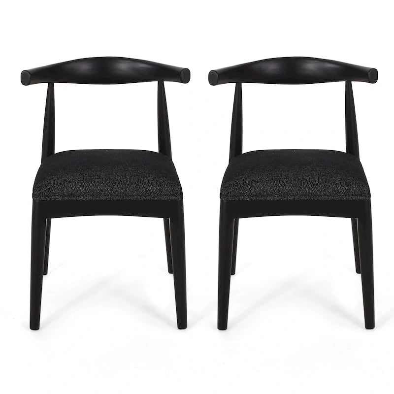 Chaises de salle à manger en tissu et en bois d'hévéa (lot de 2)