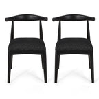 Chaises de salle à manger en tissu et en bois d'hévéa (lot de 2)