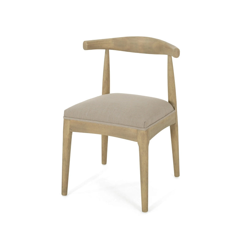 Chaises de salle à manger en tissu et en bois d'hévéa (lot de 2)