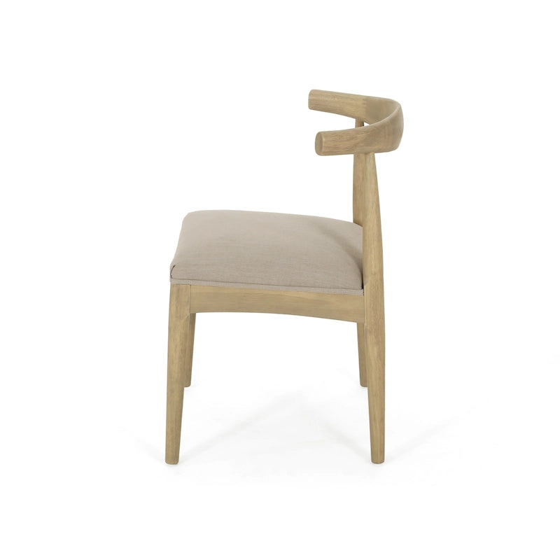 Chaises de salle à manger en tissu et en bois d'hévéa (lot de 2)