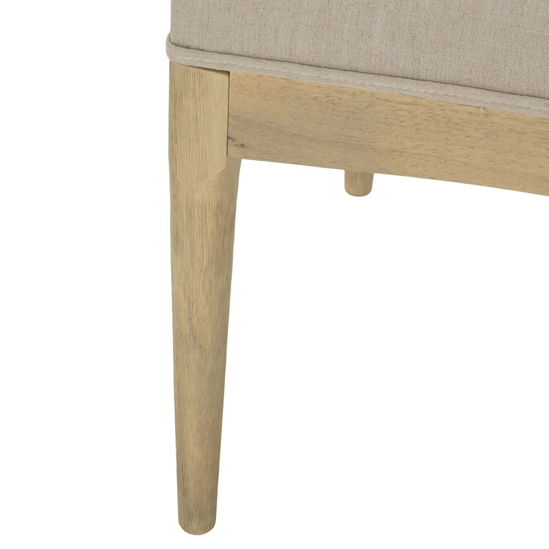 Chaises de salle à manger en tissu et en bois d'hévéa (lot de 2)