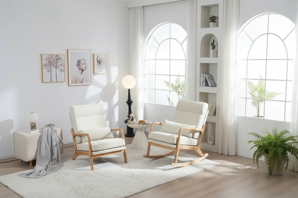 Fauteuil à bascule/fauteuil d'appoint rembourré double usage à dossier haut 39,37 W