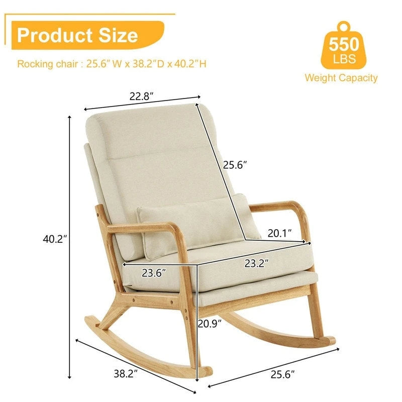 Fauteuil à bascule/fauteuil d'appoint rembourré double usage à dossier haut 39,37 W