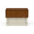 Ensemble îlot de cuisine 3 pièces en bois écru avec plateau rabattable – 122 x 63,5 x 91,5 cm