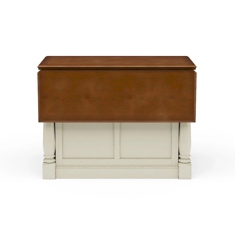 Ensemble îlot de cuisine 3 pièces en bois écru avec plateau rabattable – 122 x 63,5 x 91,5 cm