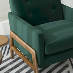 Fauteuil lounge vert forêt en velours avec pieds en noyer (style Mid-Century Modern) - 33