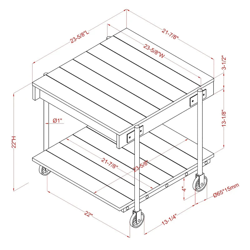 Table d'appoint à 1 étagère en acier de 24 po