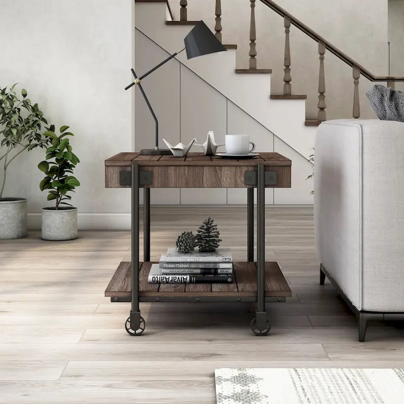 Table d'appoint à 1 étagère en acier de 24 po