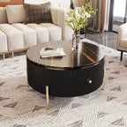 Table basse ronde moderne avec 2 grands tiroirs de rangement