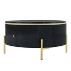 Table basse ronde moderne avec 2 grands tiroirs de rangement