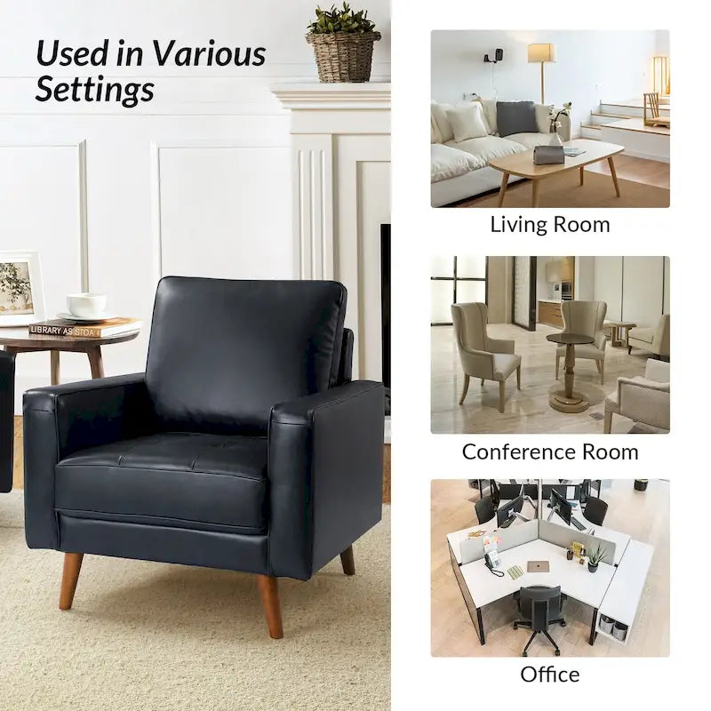 Fauteuil en cuir véritable du milieu du siècle