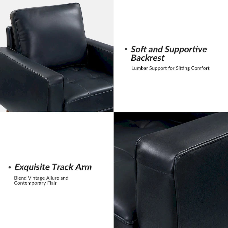 Fauteuil en cuir véritable du milieu du siècle
