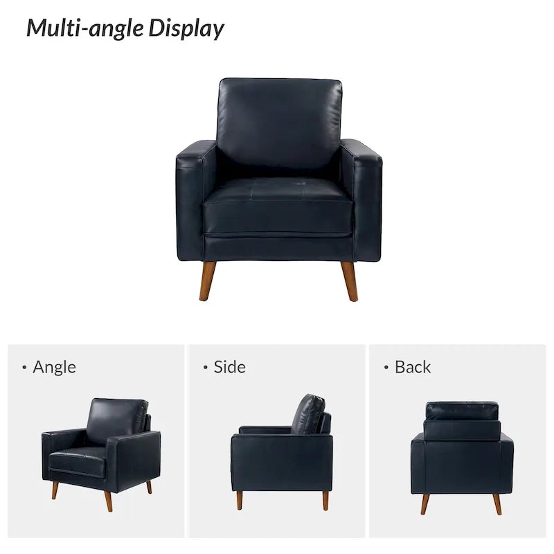 Fauteuil en cuir véritable du milieu du siècle
