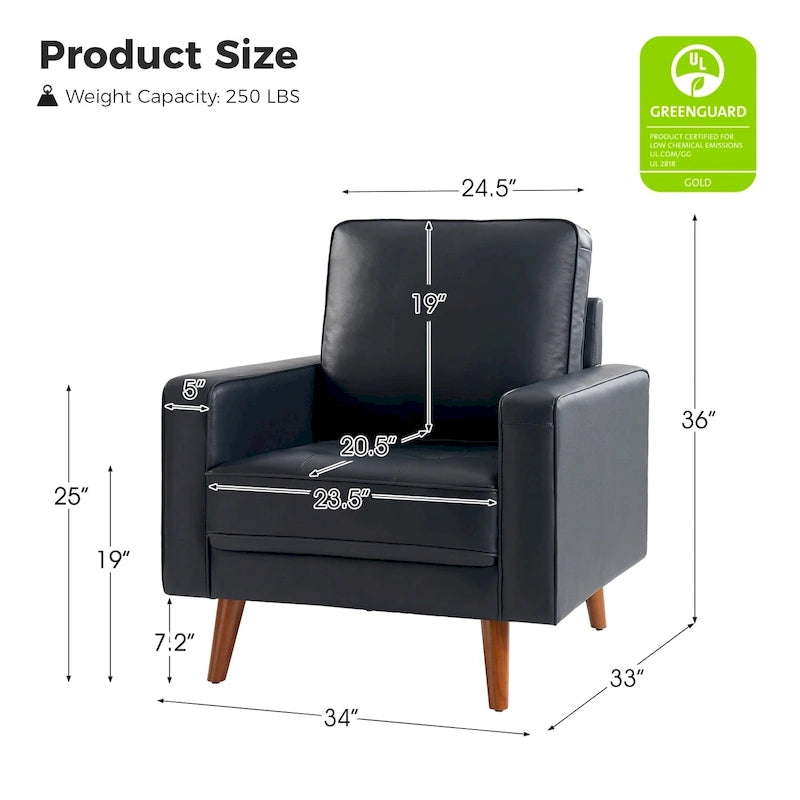 Fauteuil en cuir véritable du milieu du siècle