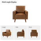 Fauteuil en cuir véritable du milieu du siècle