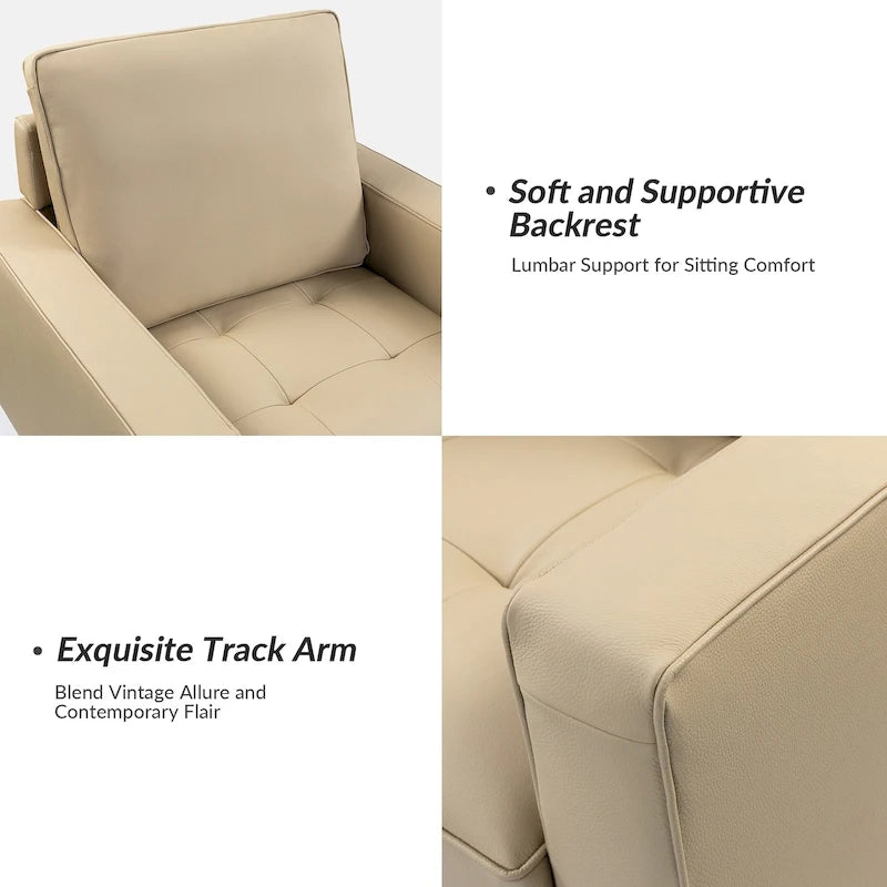 Fauteuil en cuir véritable du milieu du siècle