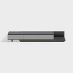 Meuble TV moderne extensible 118 avec 3 tiroirs spacieux, console multimédia à longueur réglable pour salon