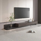 Meuble TV moderne extensible 118 avec 3 tiroirs spacieux, console multimédia à longueur réglable pour salon