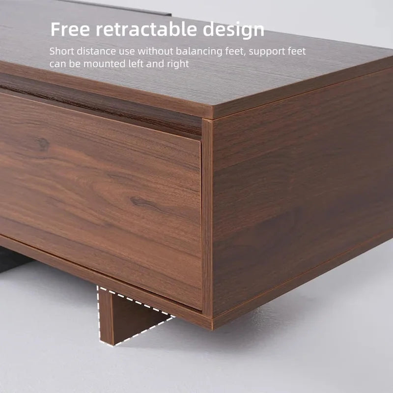 Meuble TV moderne extensible 118 avec 3 tiroirs spacieux, console multimédia à longueur réglable pour salon