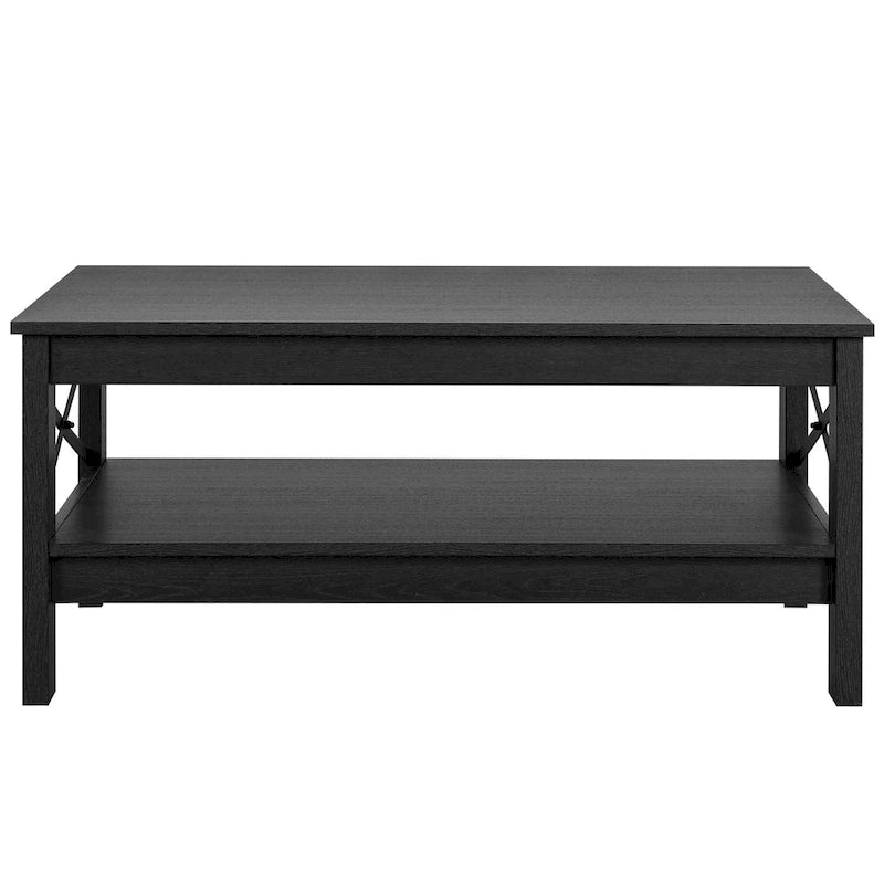 Table basse d'appoint en bois style rustique avec grande étagère de rangement