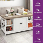 Table basse d'appoint en bois style rustique avec grande étagère de rangement