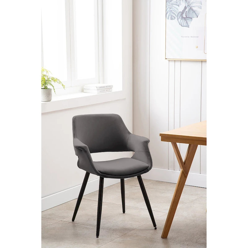 Chaise de salle à manger en velours de style Mid-century