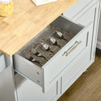 41 îlot de cuisine roulant moderne, chariot de rangement de cuisine avec dessus en bois de caoutchouc, 2 tiroirs et porte-serviettes