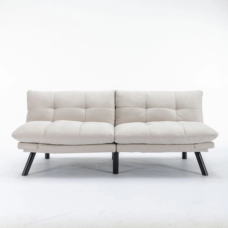 70,87 Futon Canapé-Lit, Canapé Pliable en Mousse Convertible Lit de Repos avec Accoudoirs Réglables pour Petits Espaces