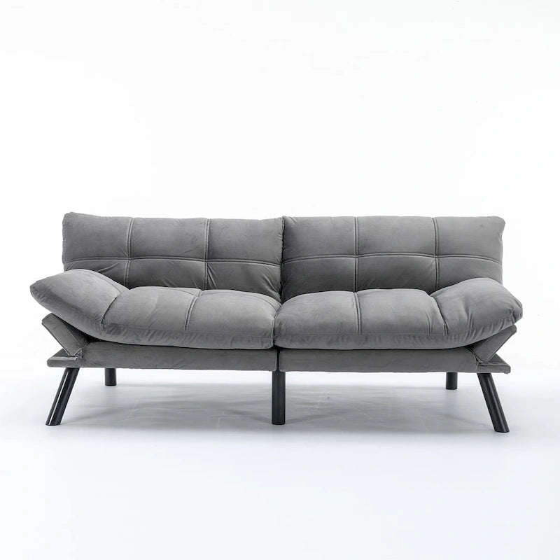 70,87 Futon Canapé-Lit, Canapé Pliable en Mousse Convertible Lit de Repos avec Accoudoirs Réglables pour Petits Espaces