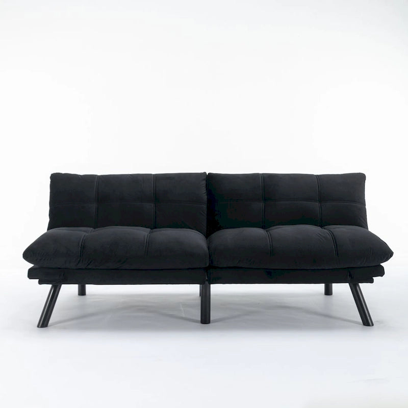 70,87 Futon Canapé-Lit, Canapé Pliable en Mousse Convertible Lit de Repos avec Accoudoirs Réglables pour Petits Espaces