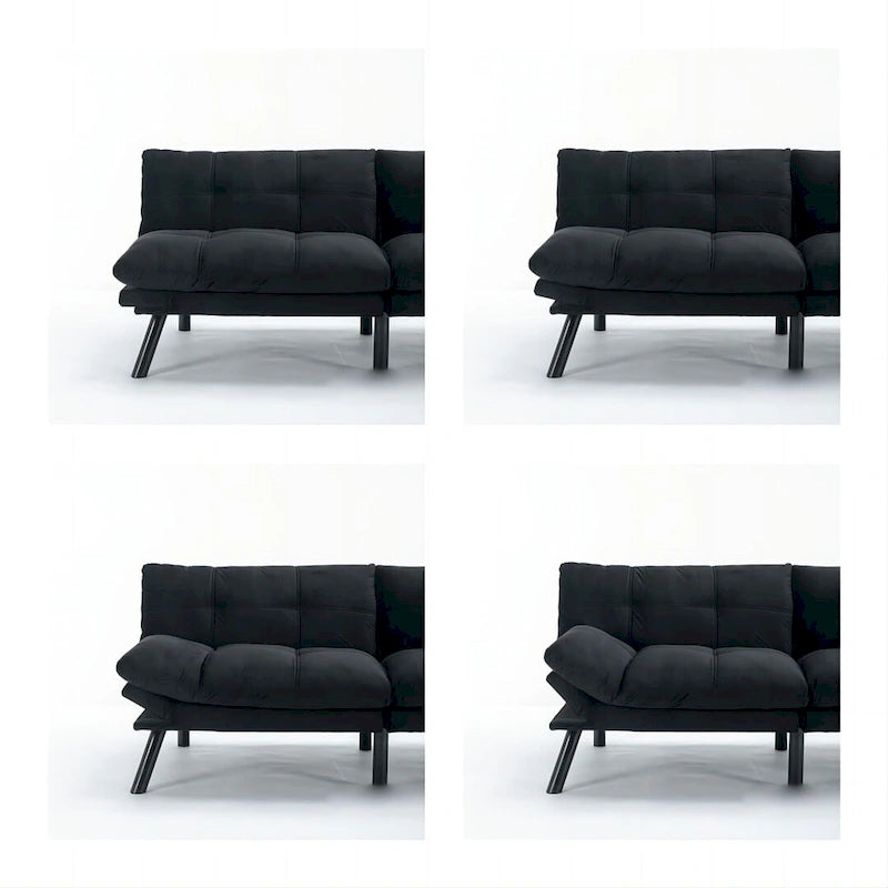 70,87 Futon Canapé-Lit, Canapé Pliable en Mousse Convertible Lit de Repos avec Accoudoirs Réglables pour Petits Espaces