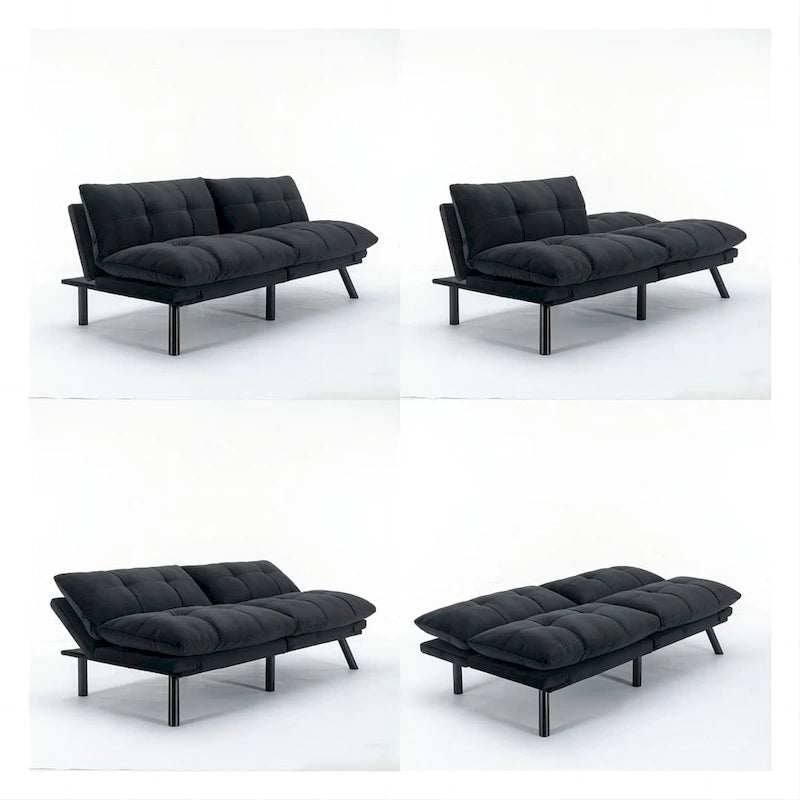 70,87 Futon Canapé-Lit, Canapé Pliable en Mousse Convertible Lit de Repos avec Accoudoirs Réglables pour Petits Espaces