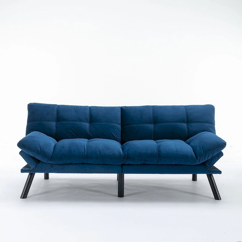 70,87 Futon Canapé-Lit, Canapé Pliable en Mousse Convertible Lit de Repos avec Accoudoirs Réglables pour Petits Espaces