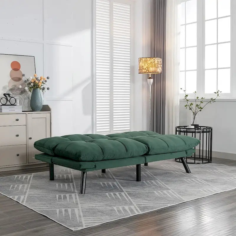 70,87 Futon Canapé-Lit, Canapé Pliable en Mousse Convertible Lit de Repos avec Accoudoirs Réglables pour Petits Espaces
