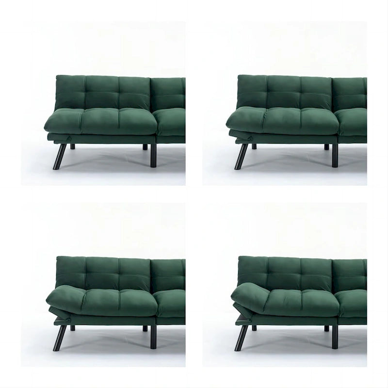 70,87 Futon Canapé-Lit, Canapé Pliable en Mousse Convertible Lit de Repos avec Accoudoirs Réglables pour Petits Espaces