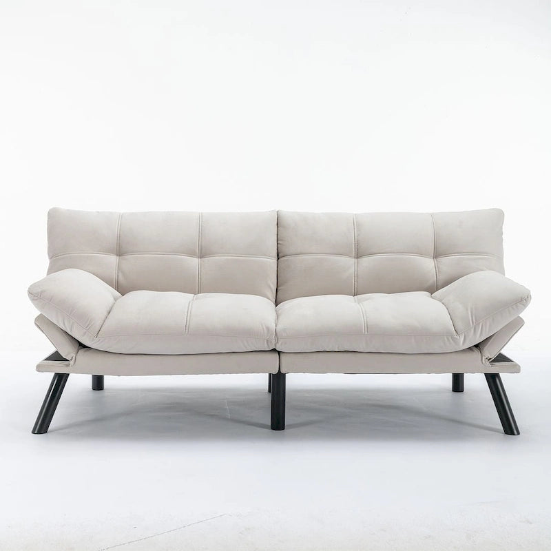 70,87 Futon Canapé-Lit, Canapé Pliable en Mousse Convertible Lit de Repos avec Accoudoirs Réglables pour Petits Espaces